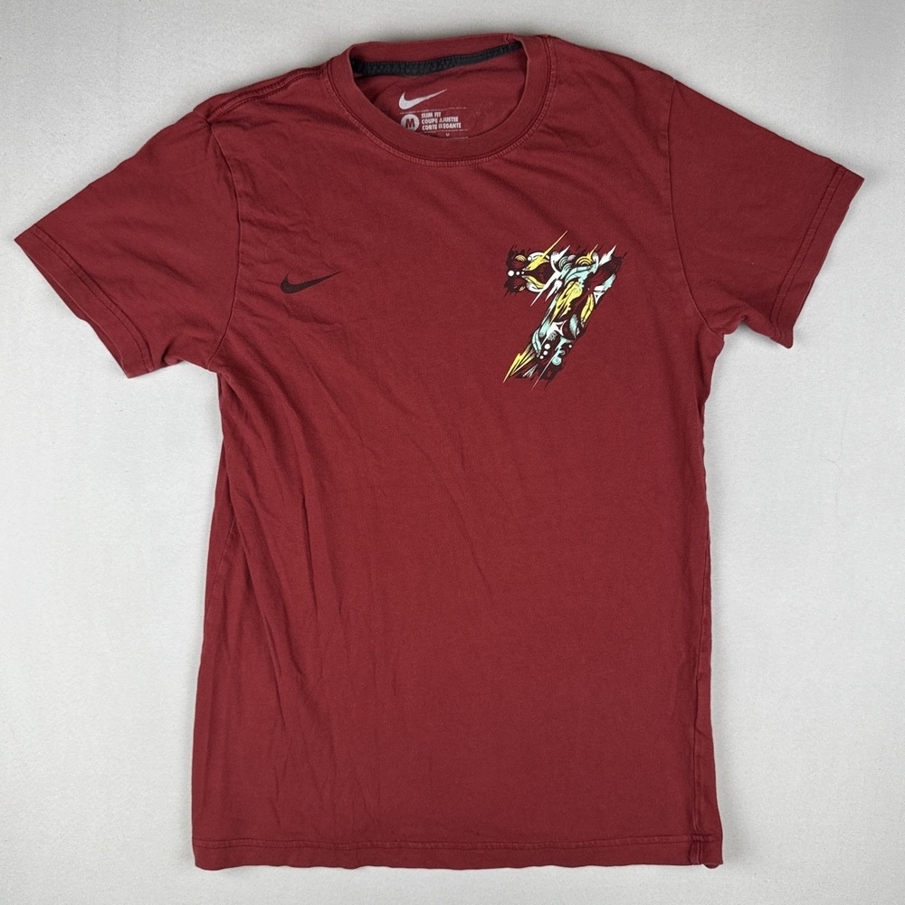 Nike Cristiano Ronaldo CR7 Soccer T Shirt Red Swoosh Football Mens Medium - Picture 2 of 12